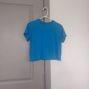 LULULEMON CLASSIC-FIT COTTON-BLEND TEE-SIZE 6-POOLSIDE